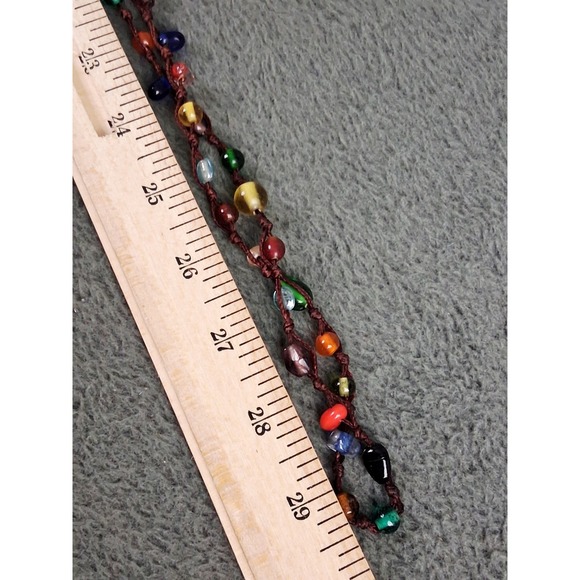 Handmade Womens Multi Strand Glass Beaded Necklace Multi Color Made India Boho - Picture 8 of 8